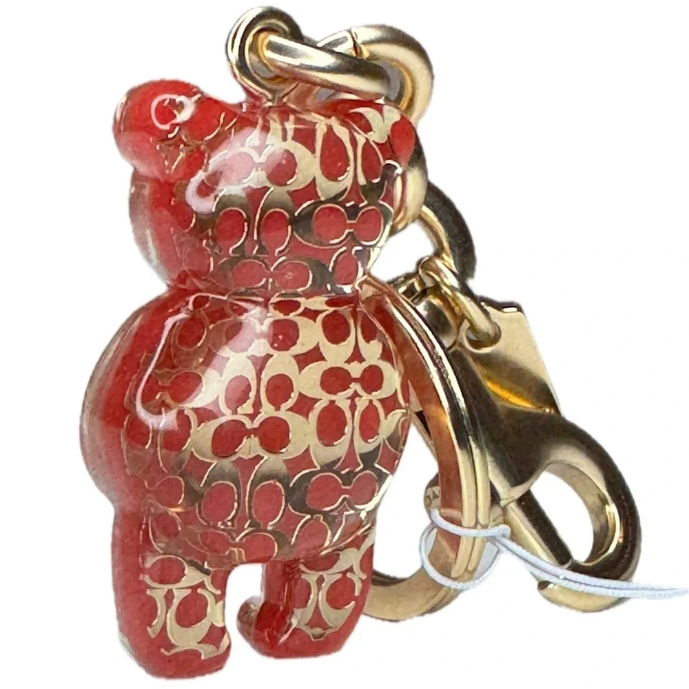 Coach Resin Gummy Bear Bag Charm Gold/Wine CK062 Keychain - Picture 11 of 16